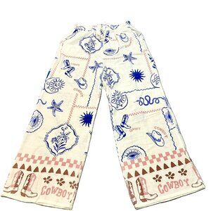 Paper Heart Linen Blend Wide Leg Pants Elastic Waist Drawstring Sz L Australia